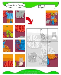 Puzzle Kes Yapıştır Çalışma Sayfaları